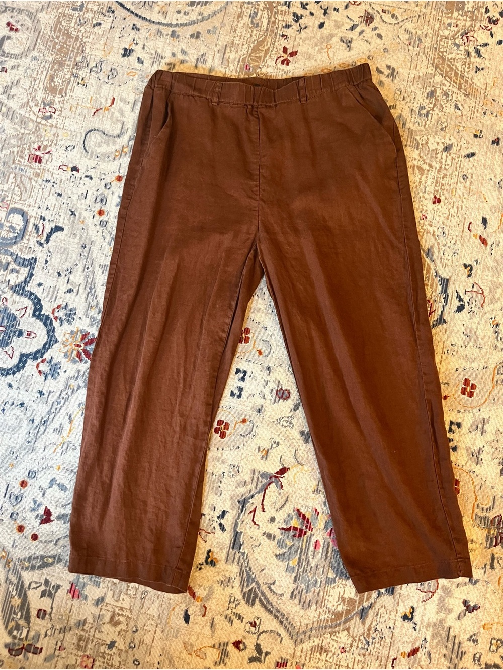 Quince 100% European Linen Pants Women's L Burnt Orange